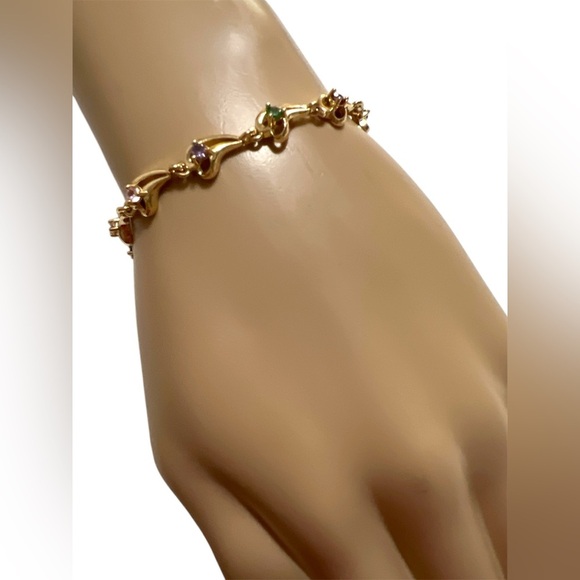 Elegant Gold and Multicolor Gemstone Bracelet - Picture 1 of 5